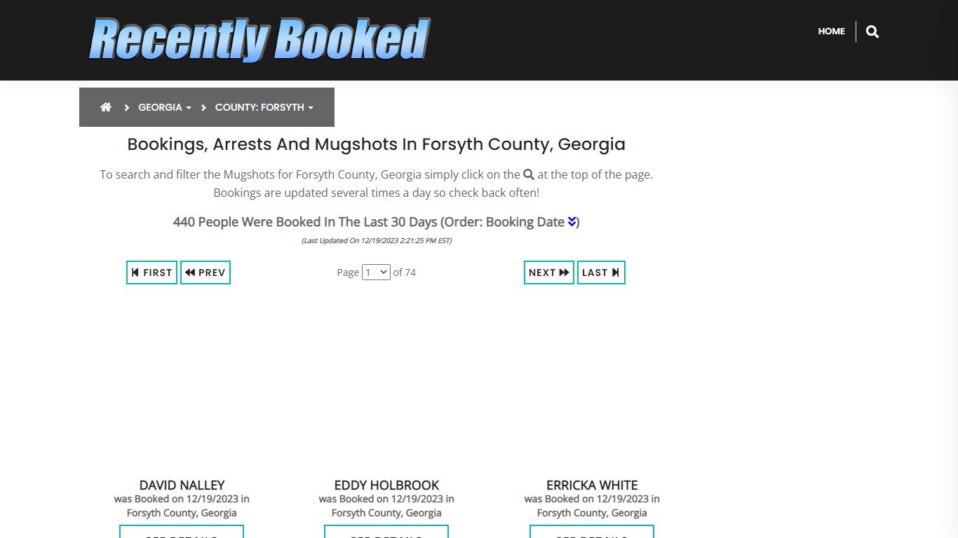 Recent bookings, Arrests, Mugshots in Forsyth County, Georgia